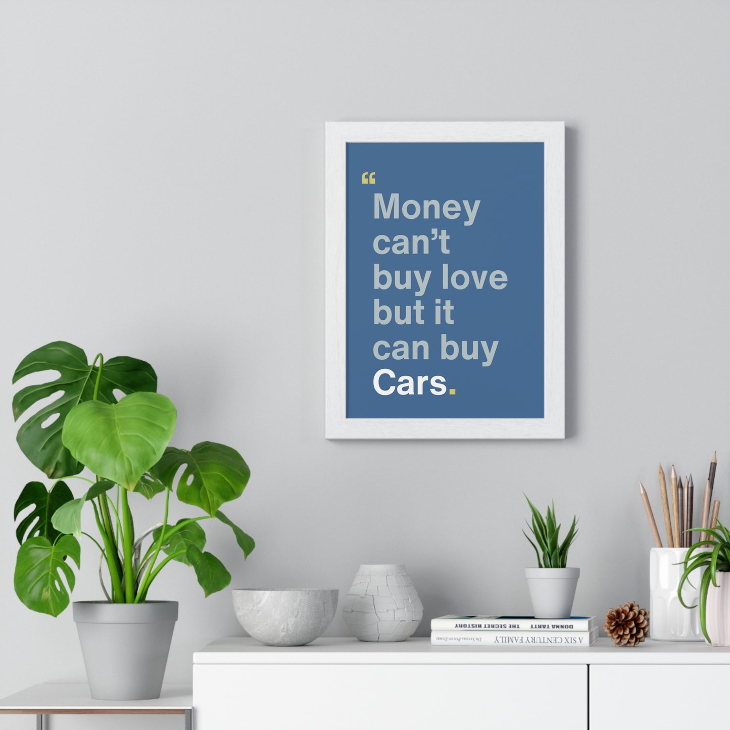 Money Can't Buy Love 'Medium Blue' Framed Print